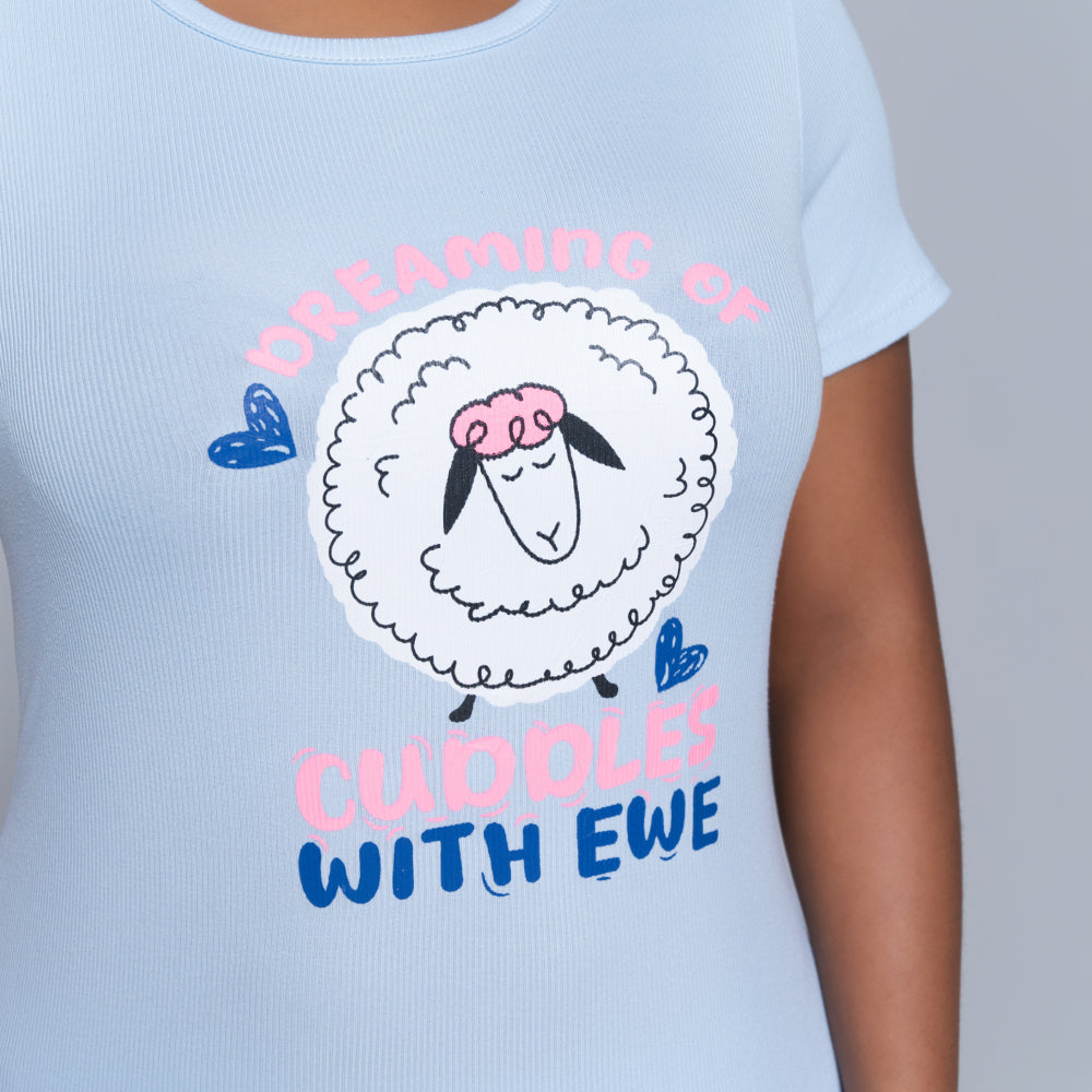 Blue Cuddles Edit Shorty Pyjamas Set