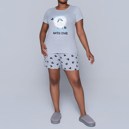 Grey Cuddles Edit Shorty Pyjamas Set