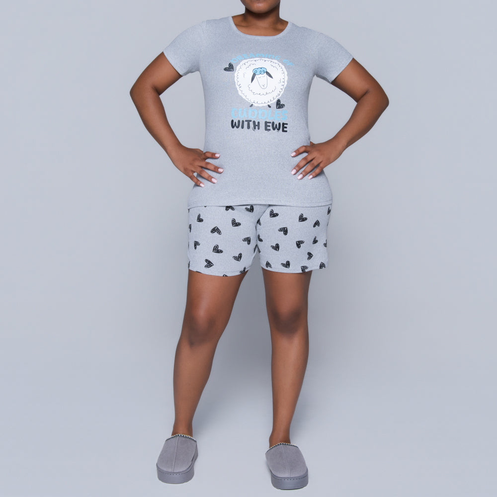 Grey Cuddles Edit Shorty Pyjamas Set