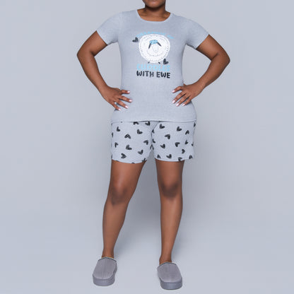 Grey Cuddles Edit Shorty Pyjamas Set