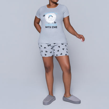 Grey Cuddles Edit Shorty Pyjamas Set