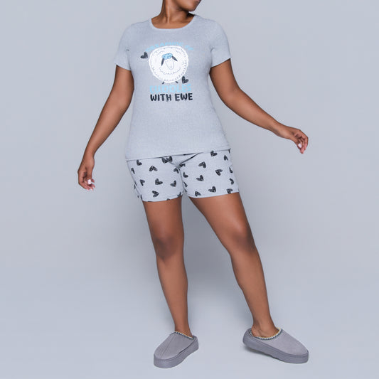 Grey Cuddles Edit Shorty Pyjamas Set