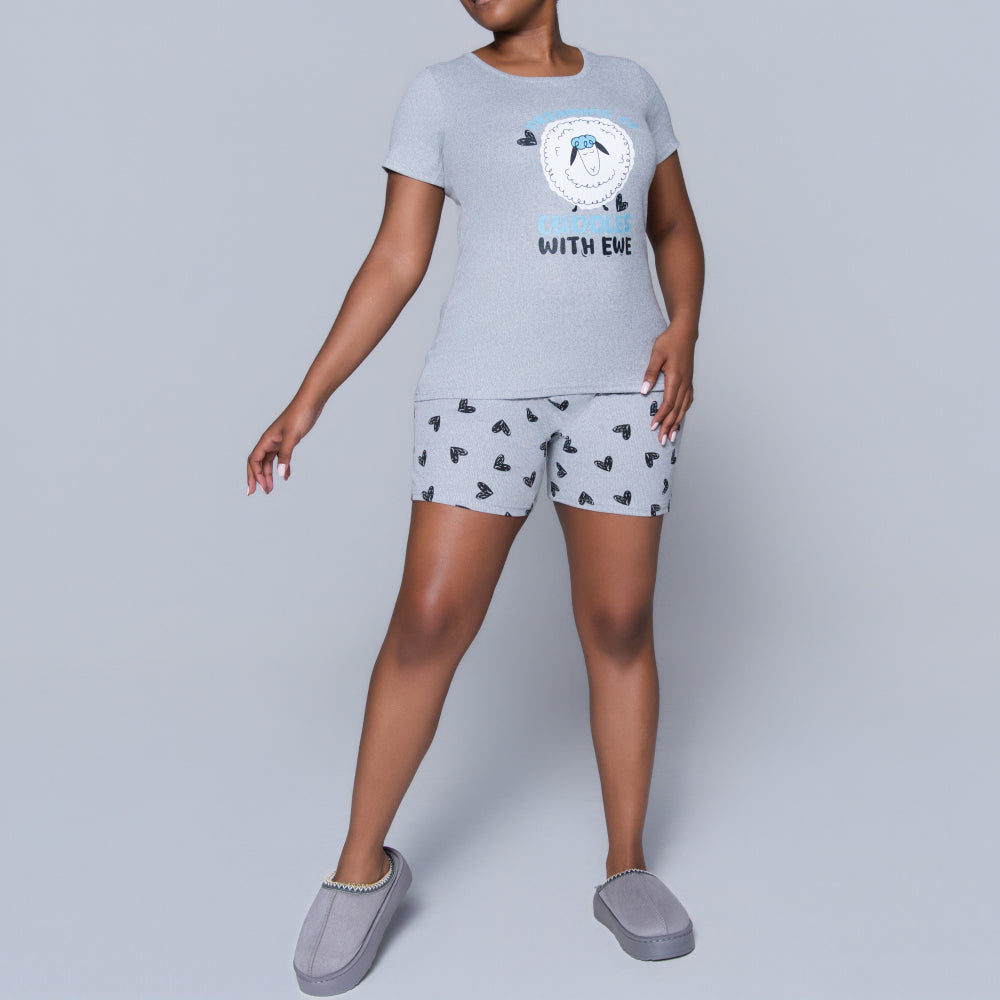 Grey Cuddles Edit Shorty Pyjamas Set