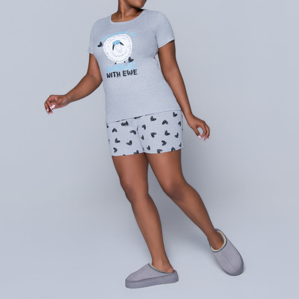 Grey Cuddles Edit Shorty Pyjamas Set