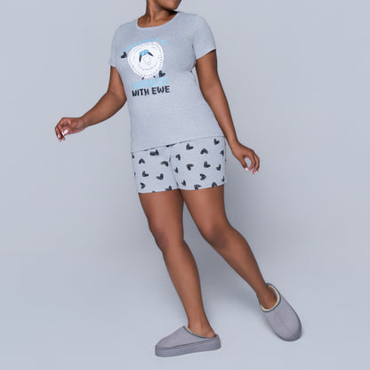 Grey Cuddles Edit Shorty Pyjamas Set