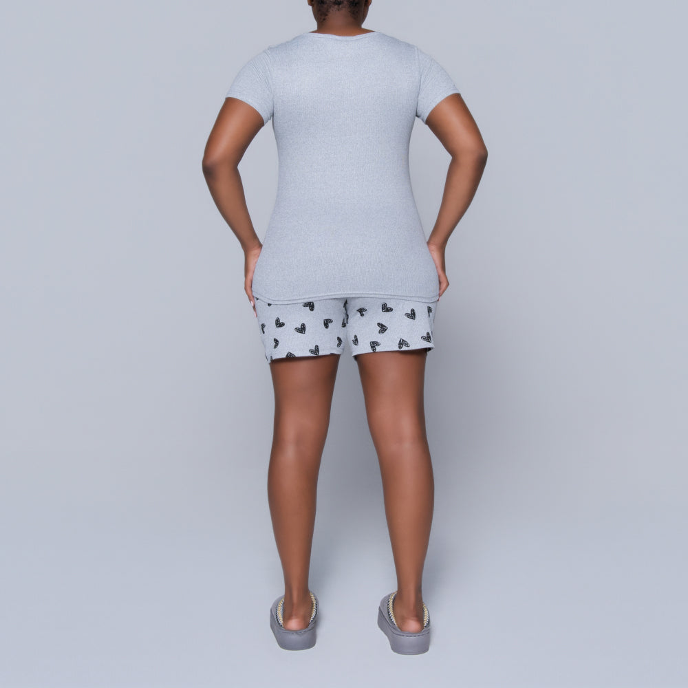Grey Cuddles Edit Shorty Pyjamas Set