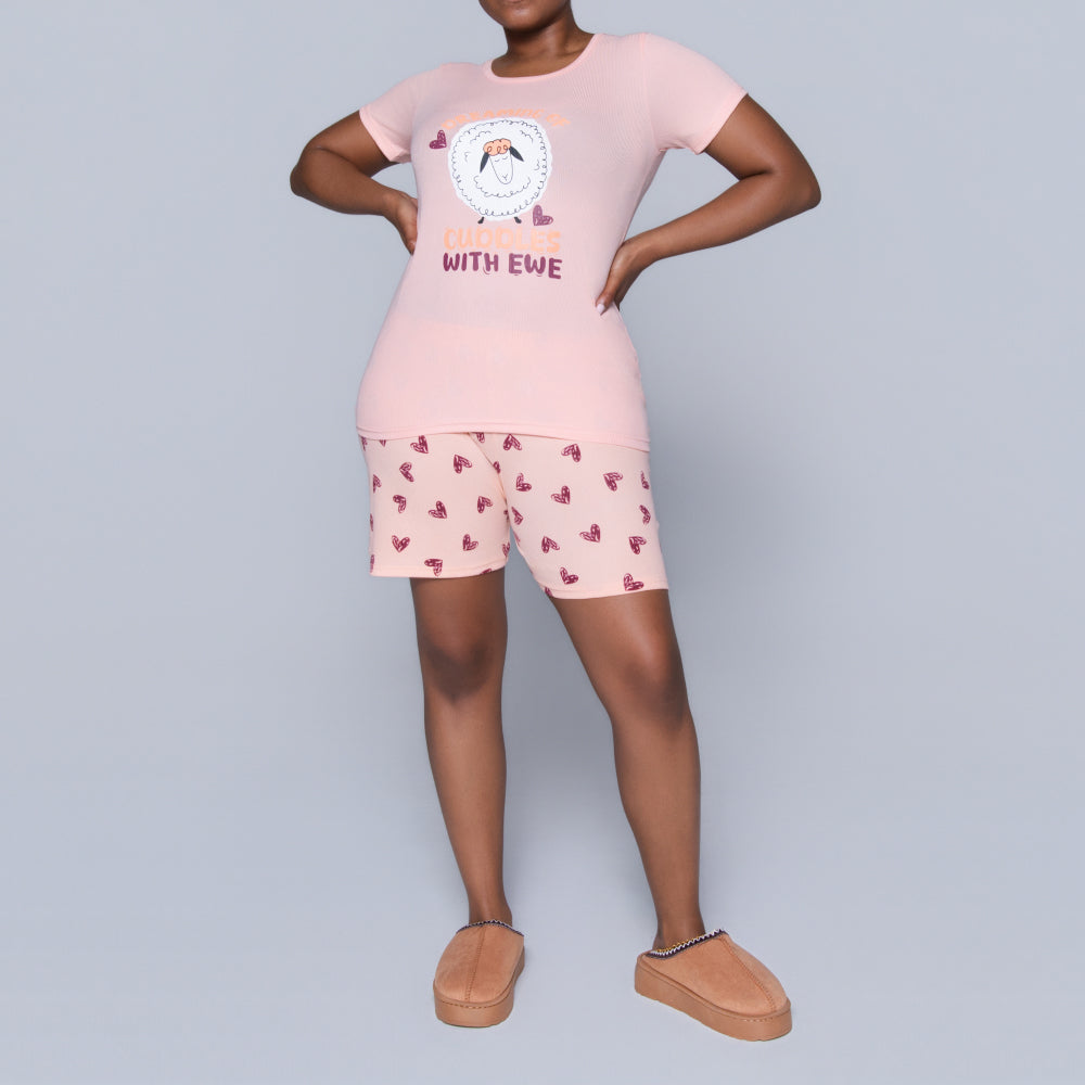 Pink Cuddles Edit Shorty Pyjamas Set