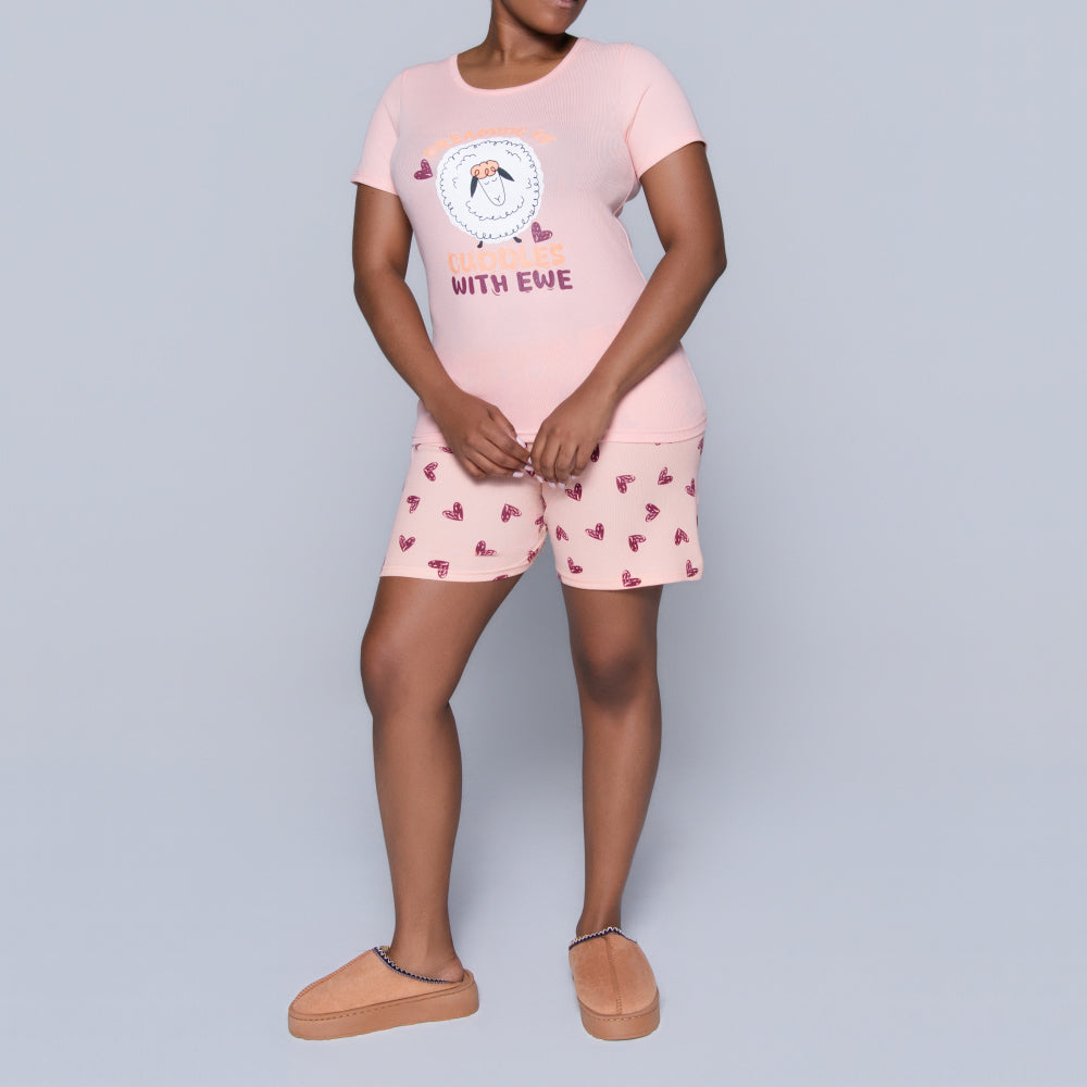 Pink Cuddles Edit Shorty Pyjamas Set