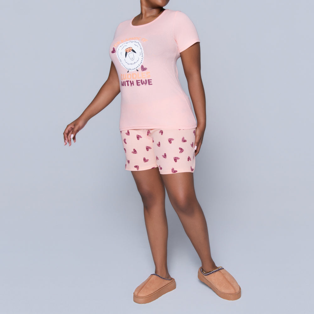 Pink Cuddles Edit Shorty Pyjamas Set