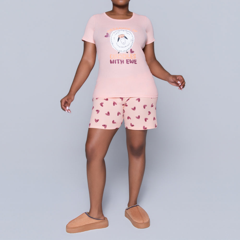 Pink Cuddles Edit Shorty Pyjamas Set