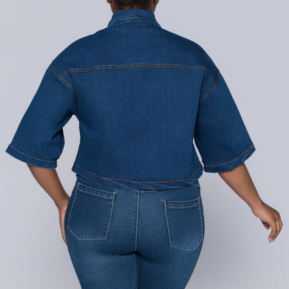 Short Sleeve Denim Crop Top