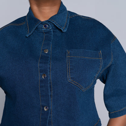 Short Sleeve Denim Crop Top