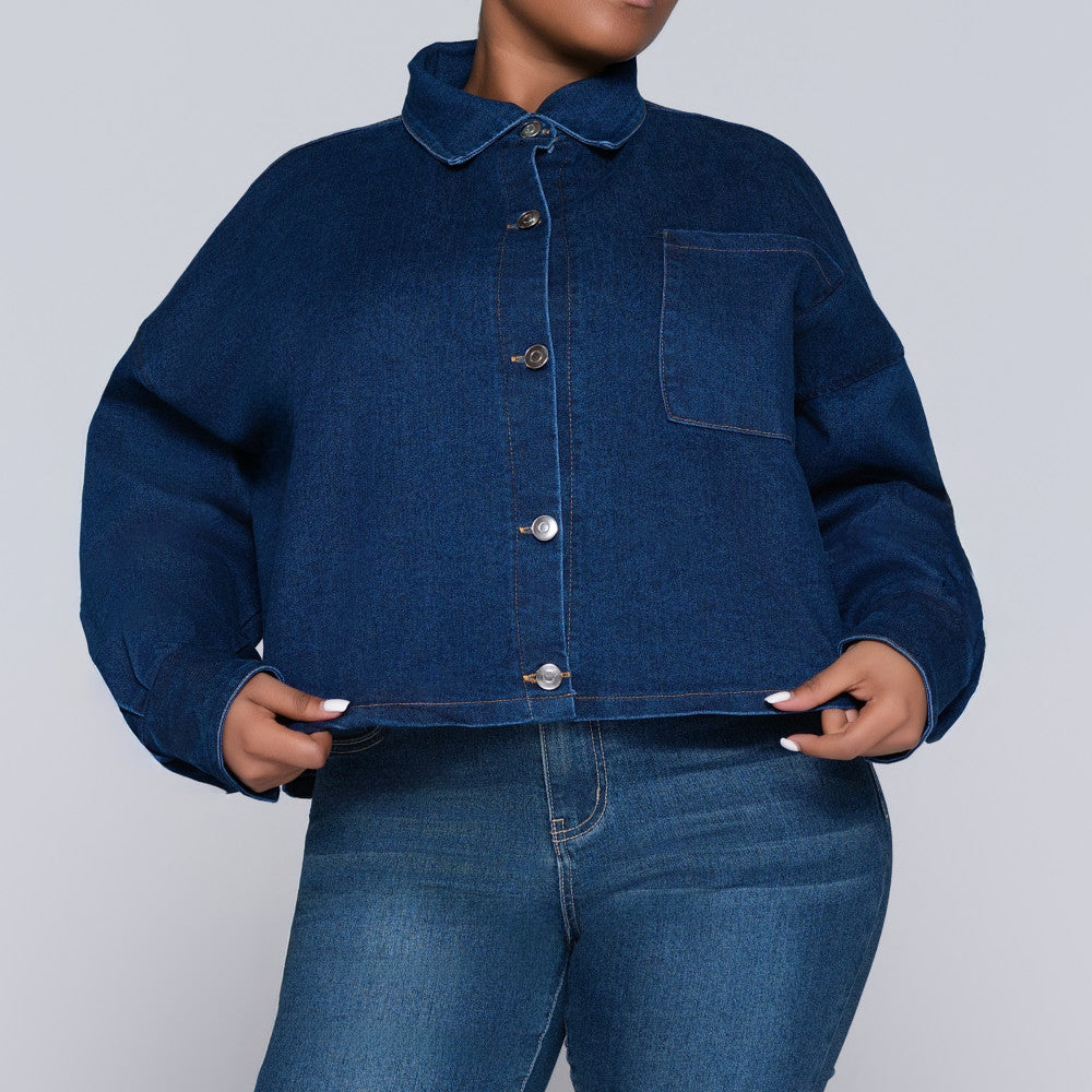 Long Sleeve Denim Pocket Edit Top