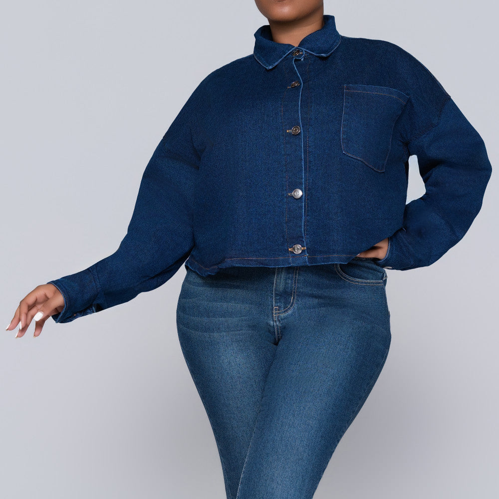 Long Sleeve Denim Pocket Edit Top