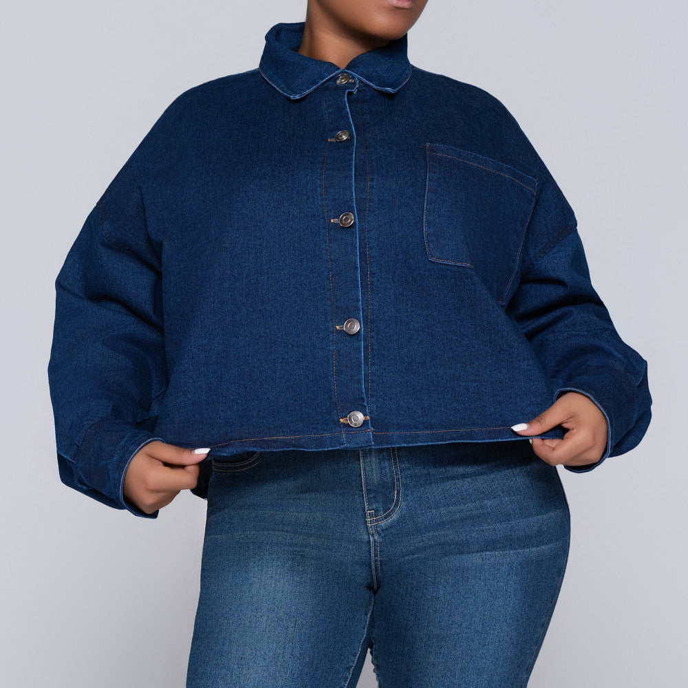 Long Sleeve Denim Pocket Edit Top