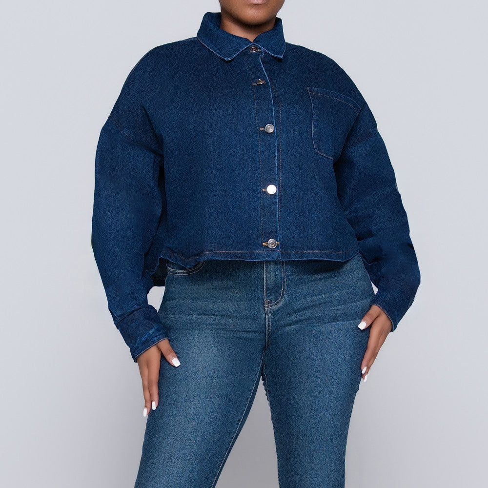 Long Sleeve Denim Pocket Edit Top