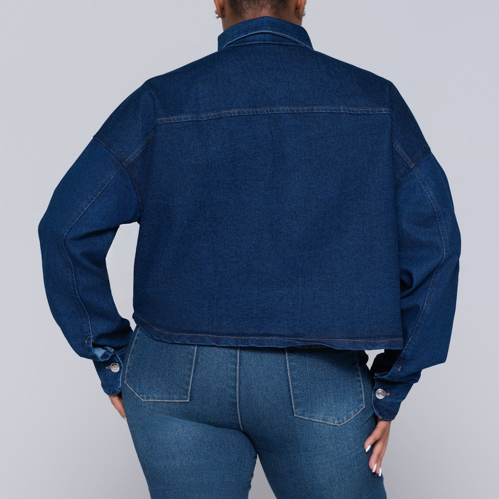 Long Sleeve Denim Pocket Edit Top