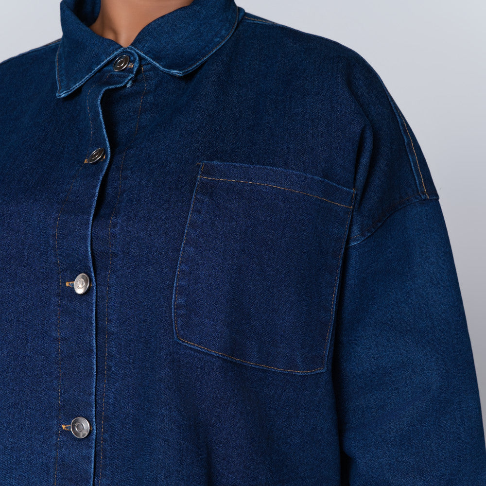 Long Sleeve Denim Pocket Edit Top