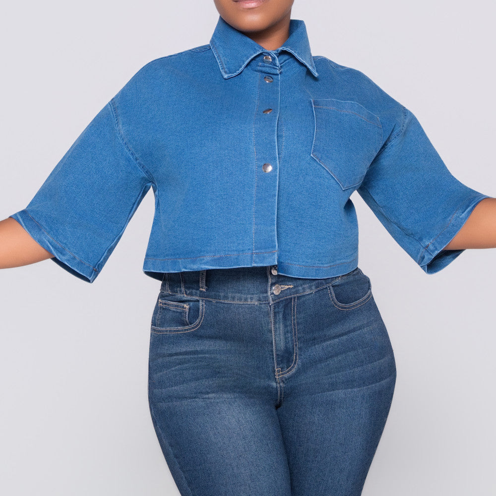 Short Sleeve Denim Top