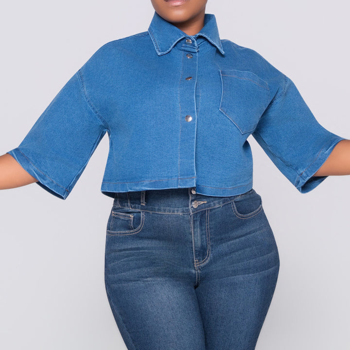 Short Sleeve Denim Top