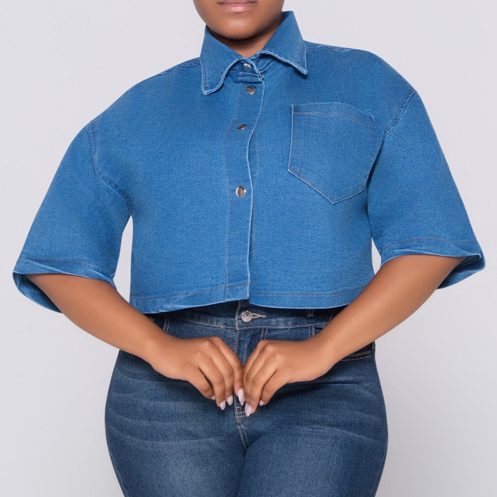 Short Sleeve Denim Top