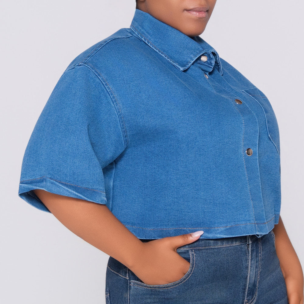 Short Sleeve Denim Top