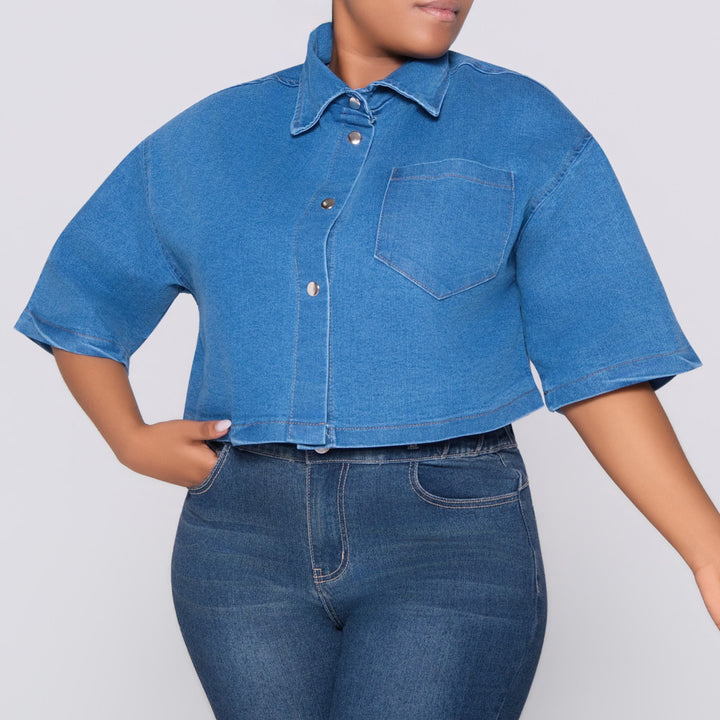 Short Sleeve Denim Top