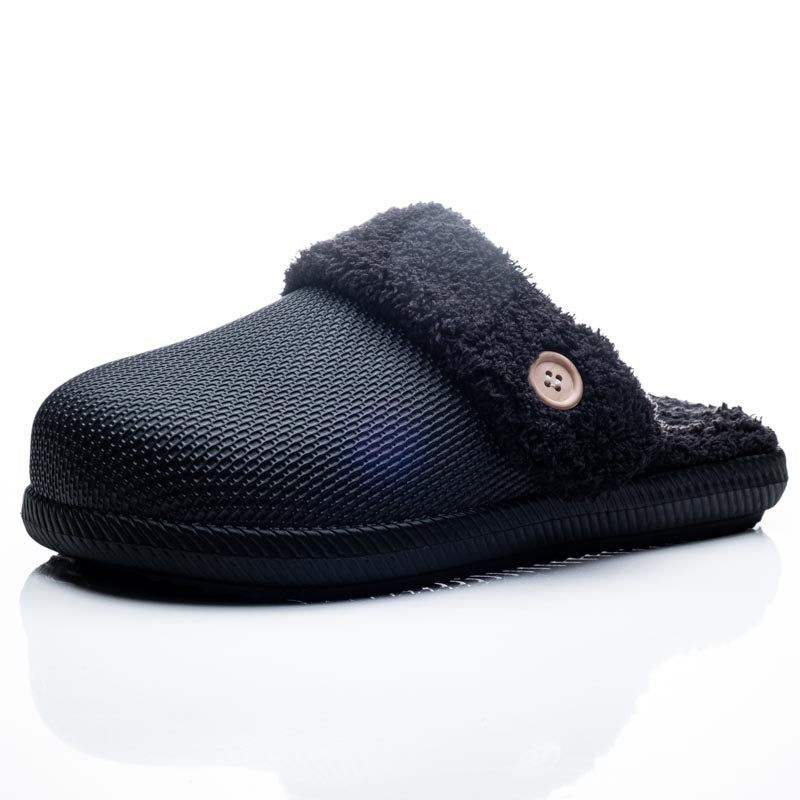 Black Inner Fur Push In Sandals