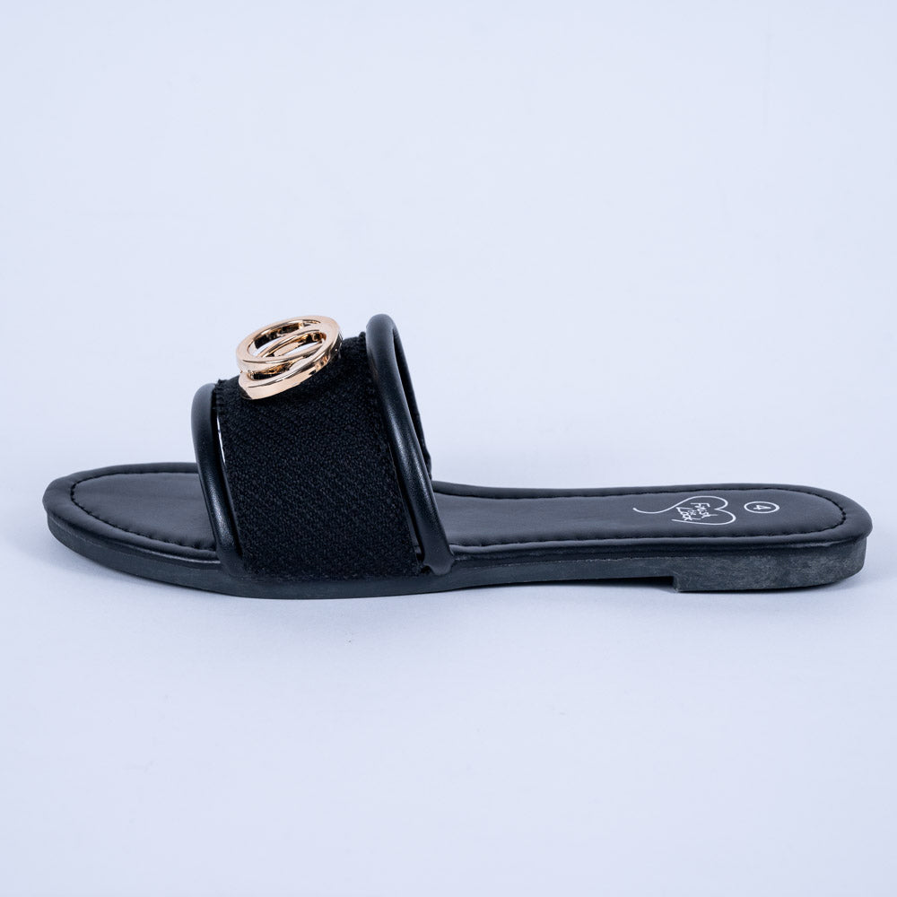 Ladies Black Hessian Sandals