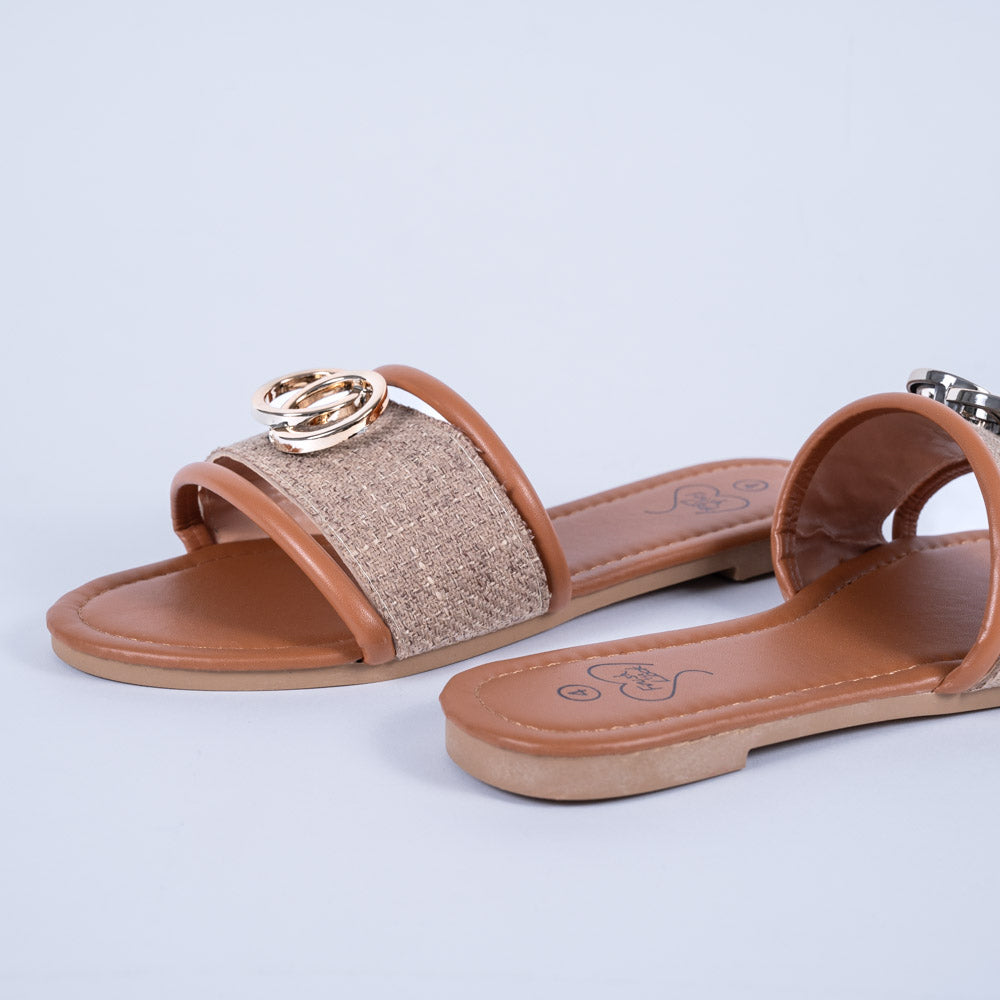 Ladies Tan Hessian Sandals