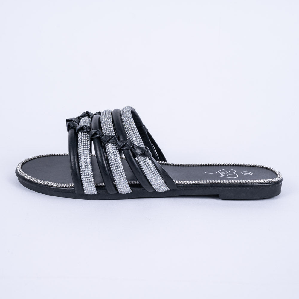 Ladies Black Diamante Sandals