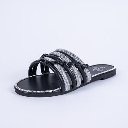 Ladies Black Diamante Sandals