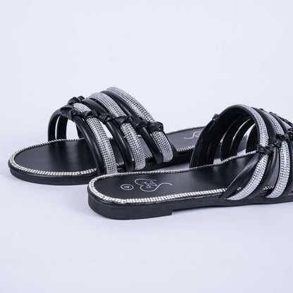 Ladies Black Diamante Sandals