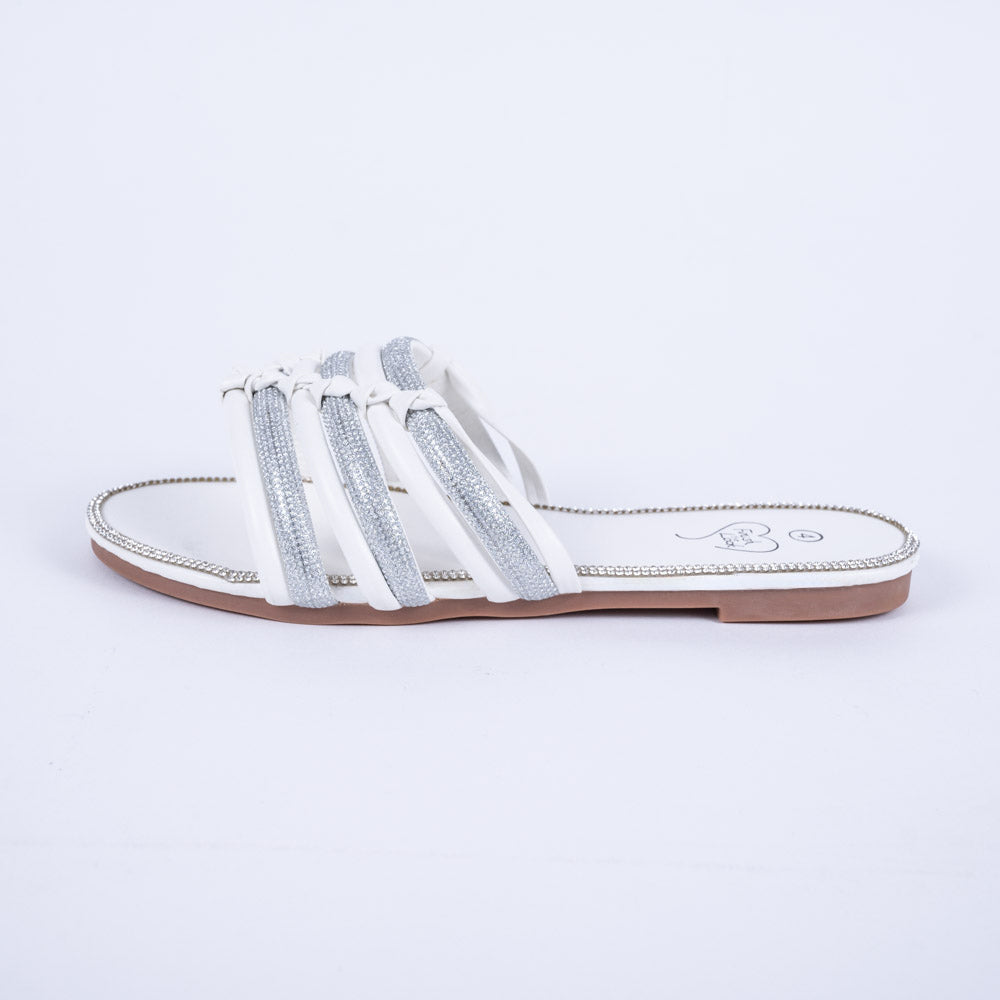 Ladies White Diamante Sandals