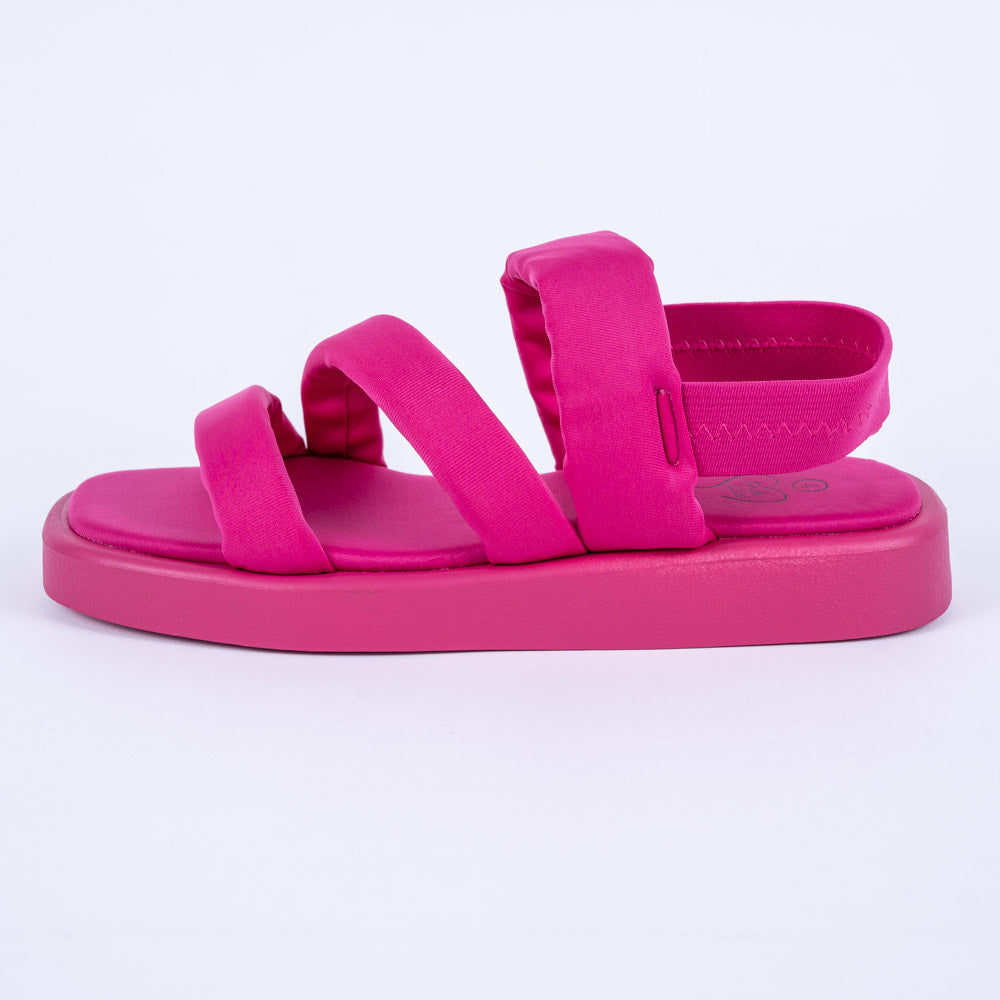 Ladies Fuschia Ankle Strap Chunky Sandals