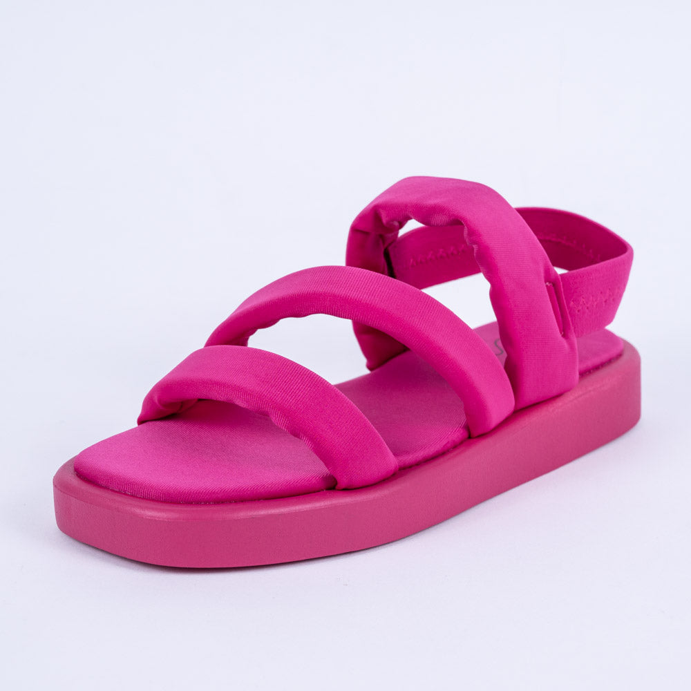 Ladies Fuschia Ankle Strap Chunky Sandals