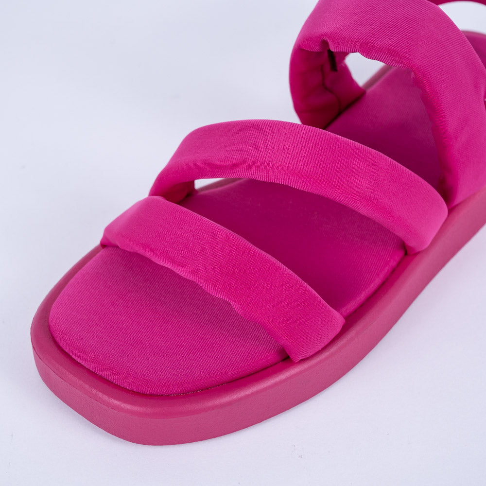 Ladies Fuschia Ankle Strap Chunky Sandals