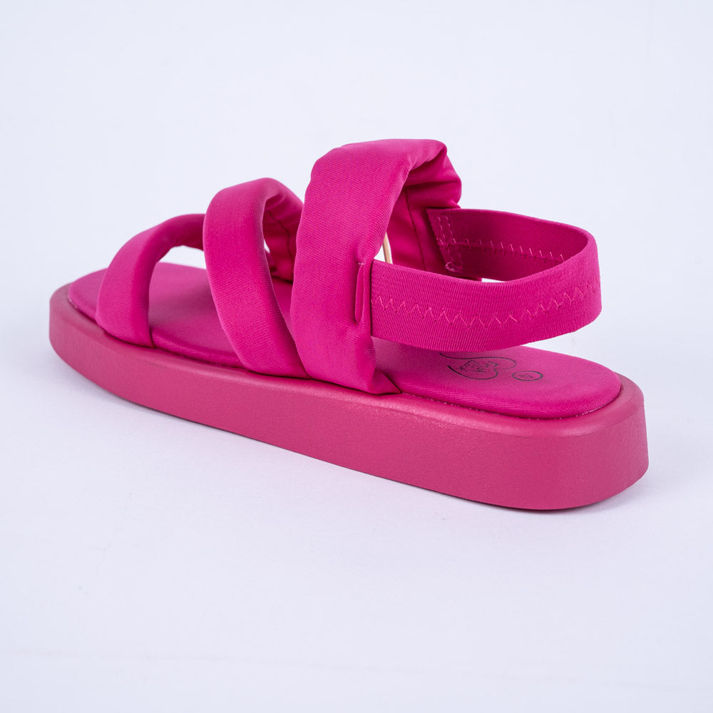 Ladies Fuschia Ankle Strap Chunky Sandals