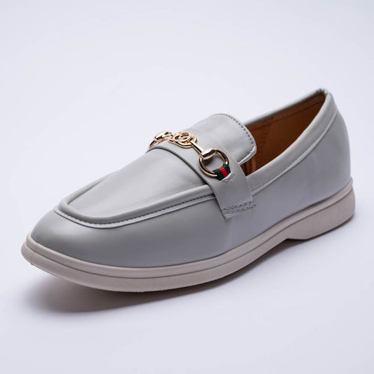 Grey Buckle Trim Loafer