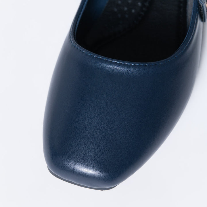 Ladies Navy Broad Strap Comfort Pump