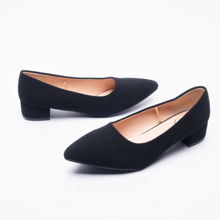 Plain Ladies Black Block Heels