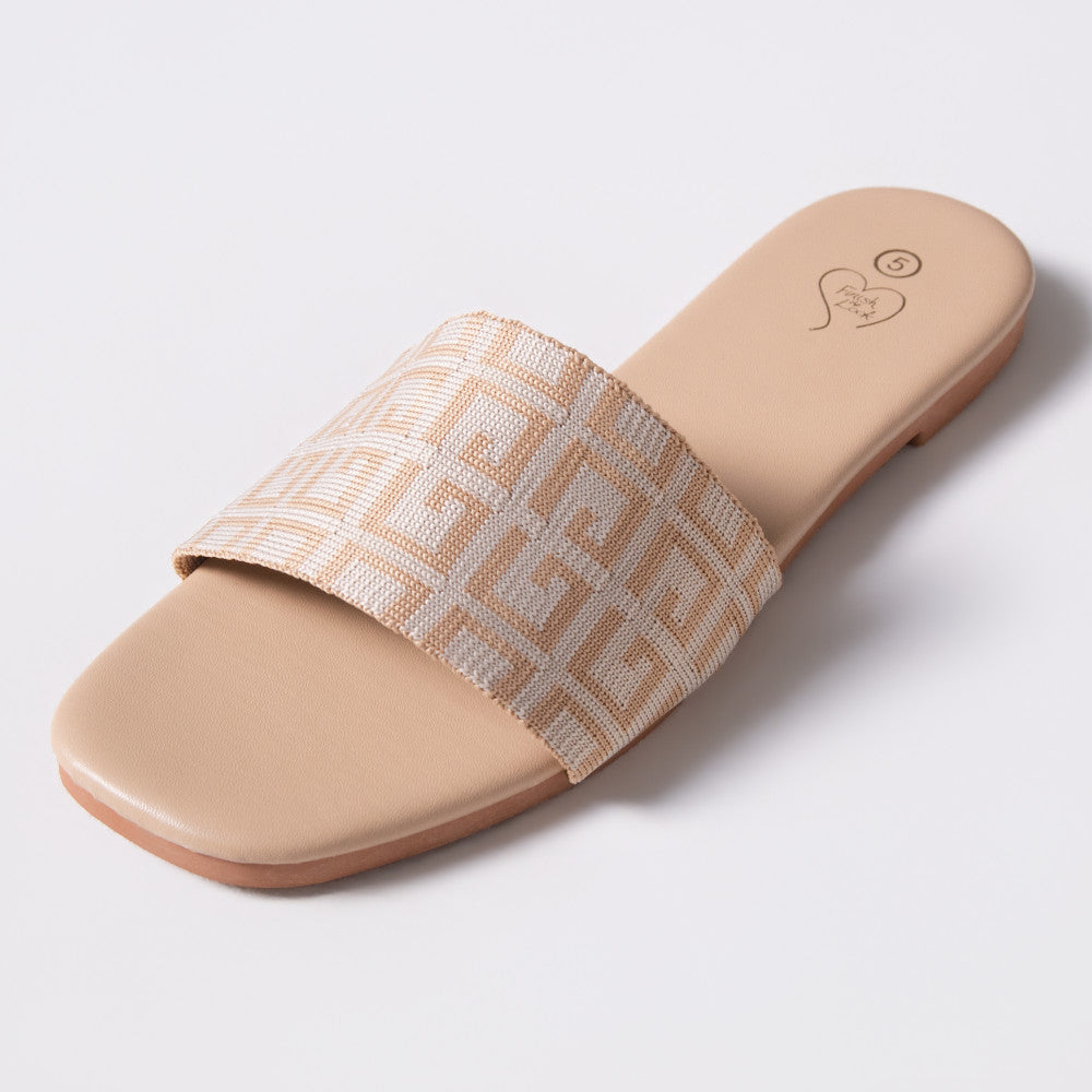 Ladies Printed Beige Sandals