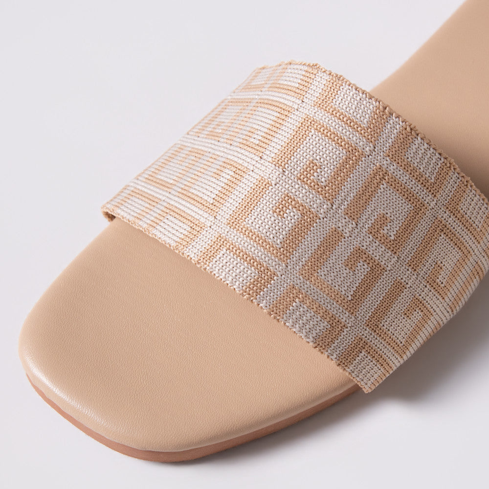 Ladies Printed Beige Sandals