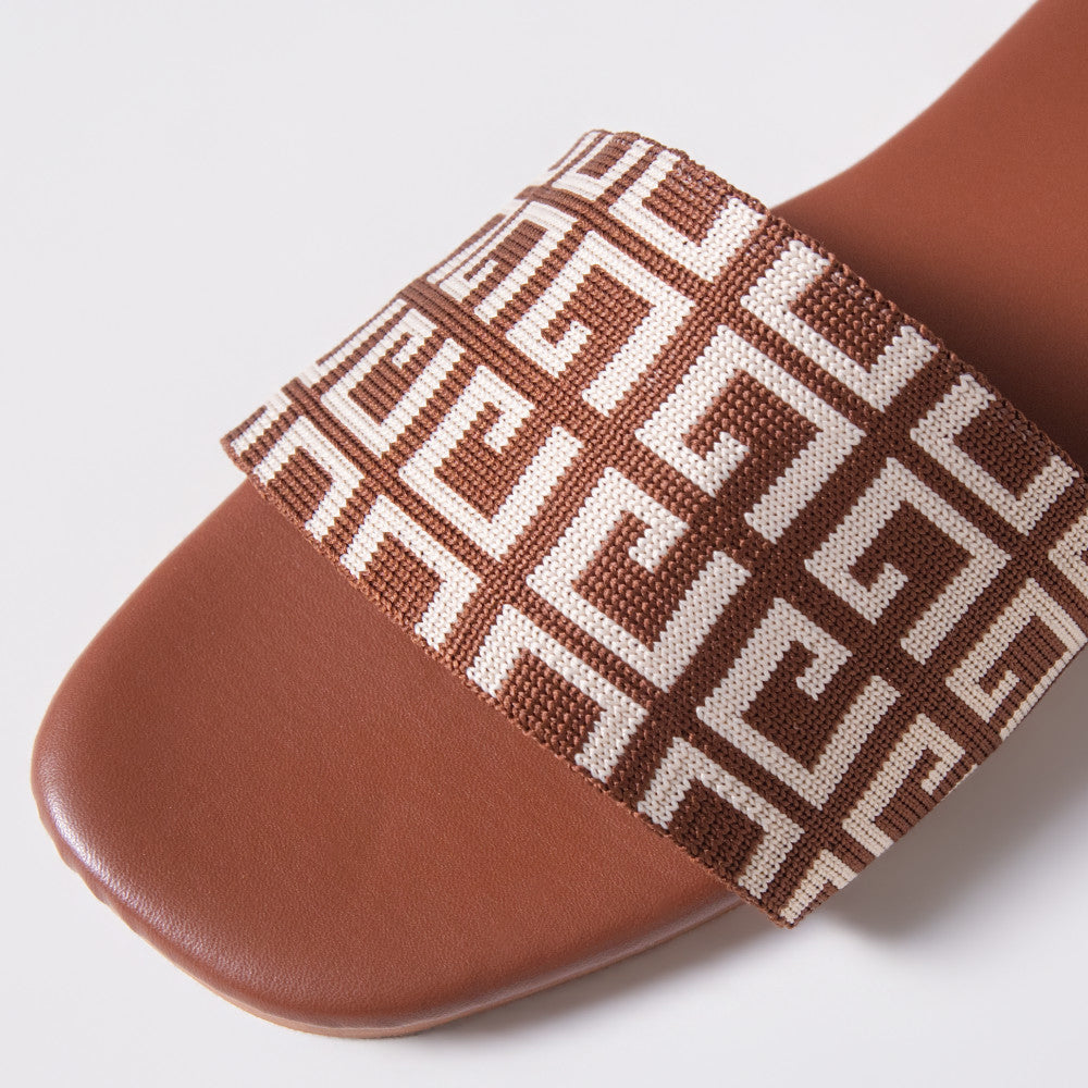 Ladies Printed Tan Sandals