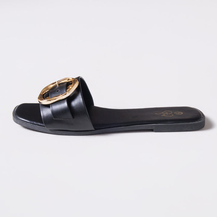 Ladies Black  Buckle Sandals