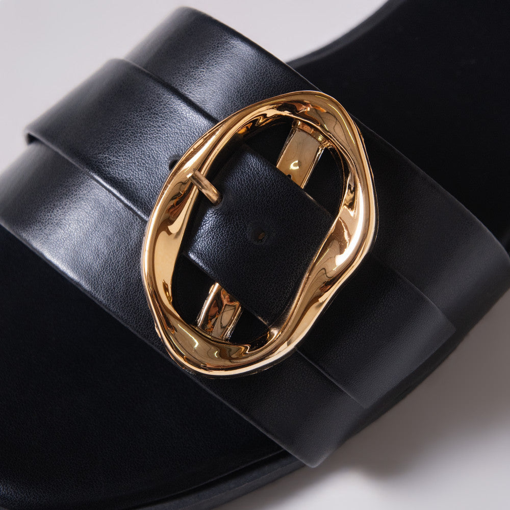 Ladies Black  Buckle Sandals
