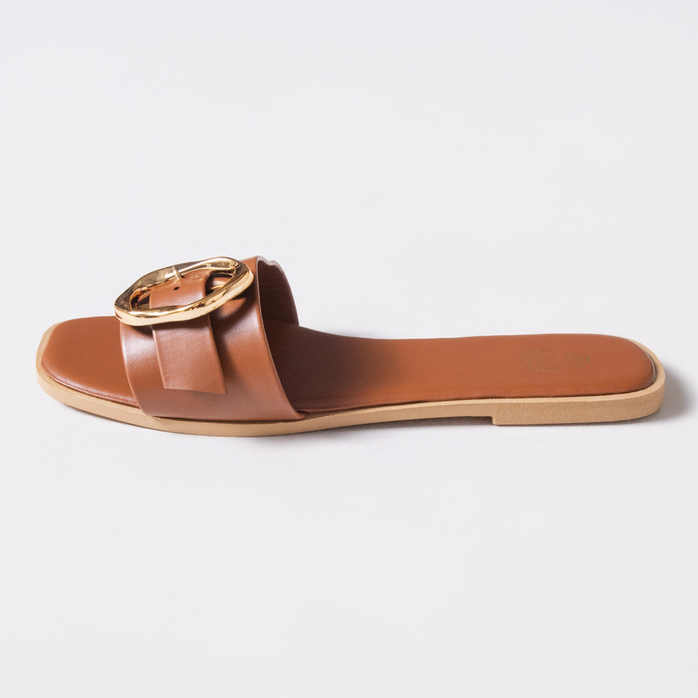 Ladies Camel Buckle Sandals