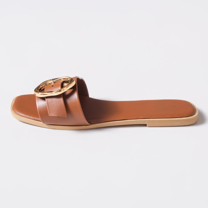 Ladies Camel Buckle Sandals