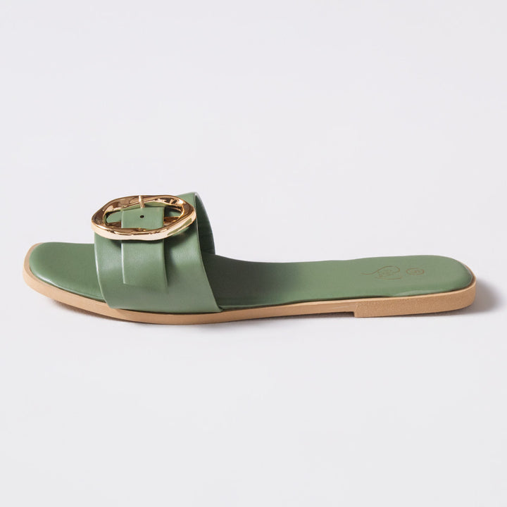 Ladies Olive Buckle Sandals