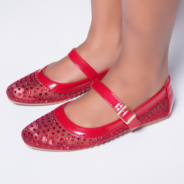 Sequins Edit Red Pumps